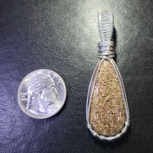 Silver and Brown Wire Wrapped Pendant